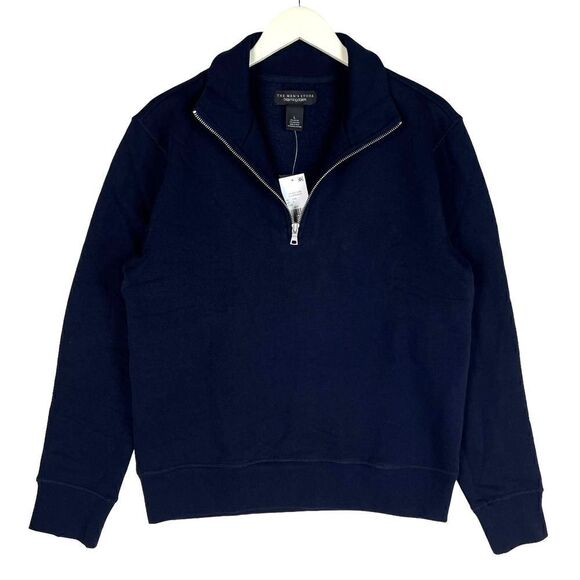 New Men's Store US L Navy Sweater Half Zip Pullover Sweatshirt  - Picture 3 of 10